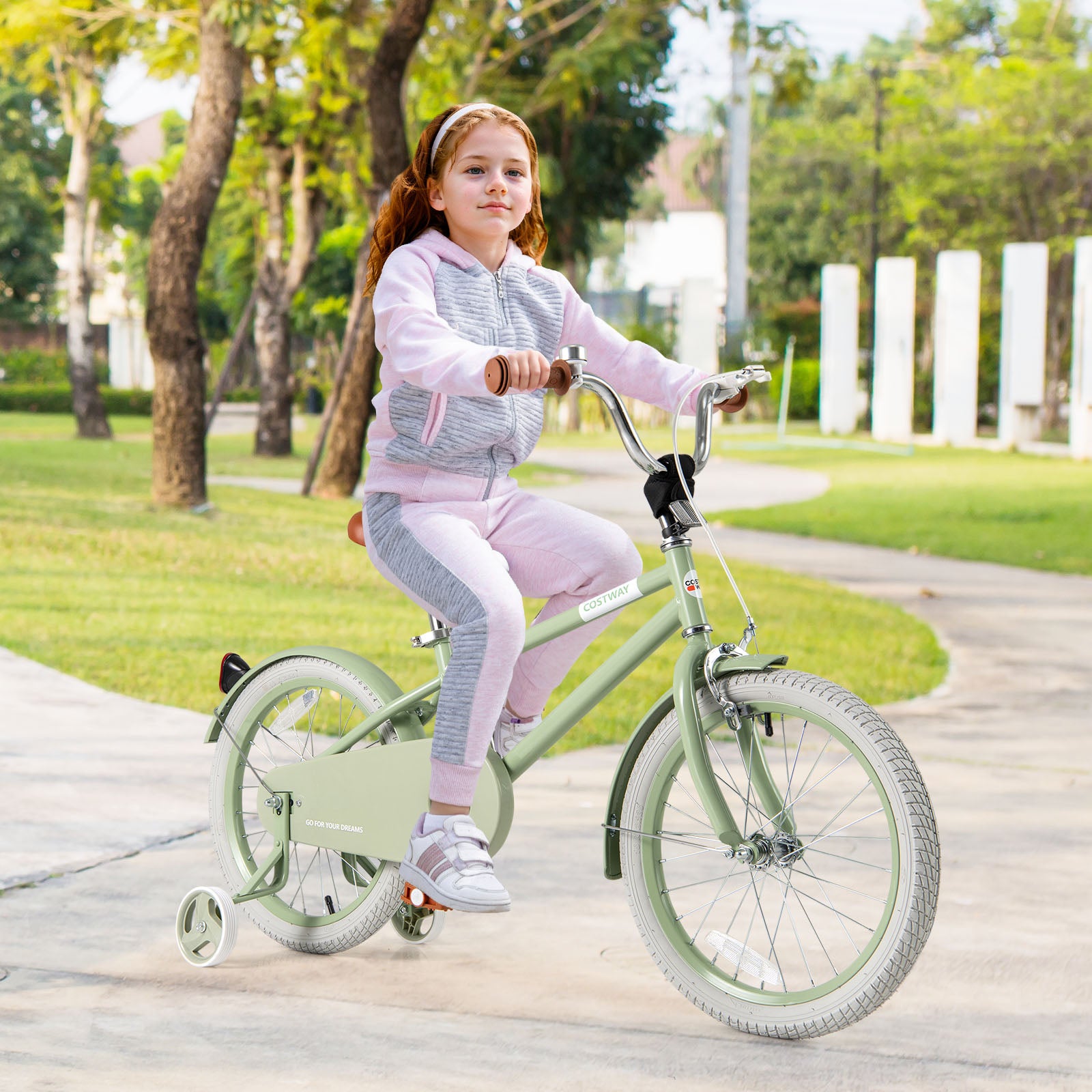 Kids Bike with Adjustable Handlebar and Saddle Green-18 Inches, Green Kids Bike at Gallery Canada