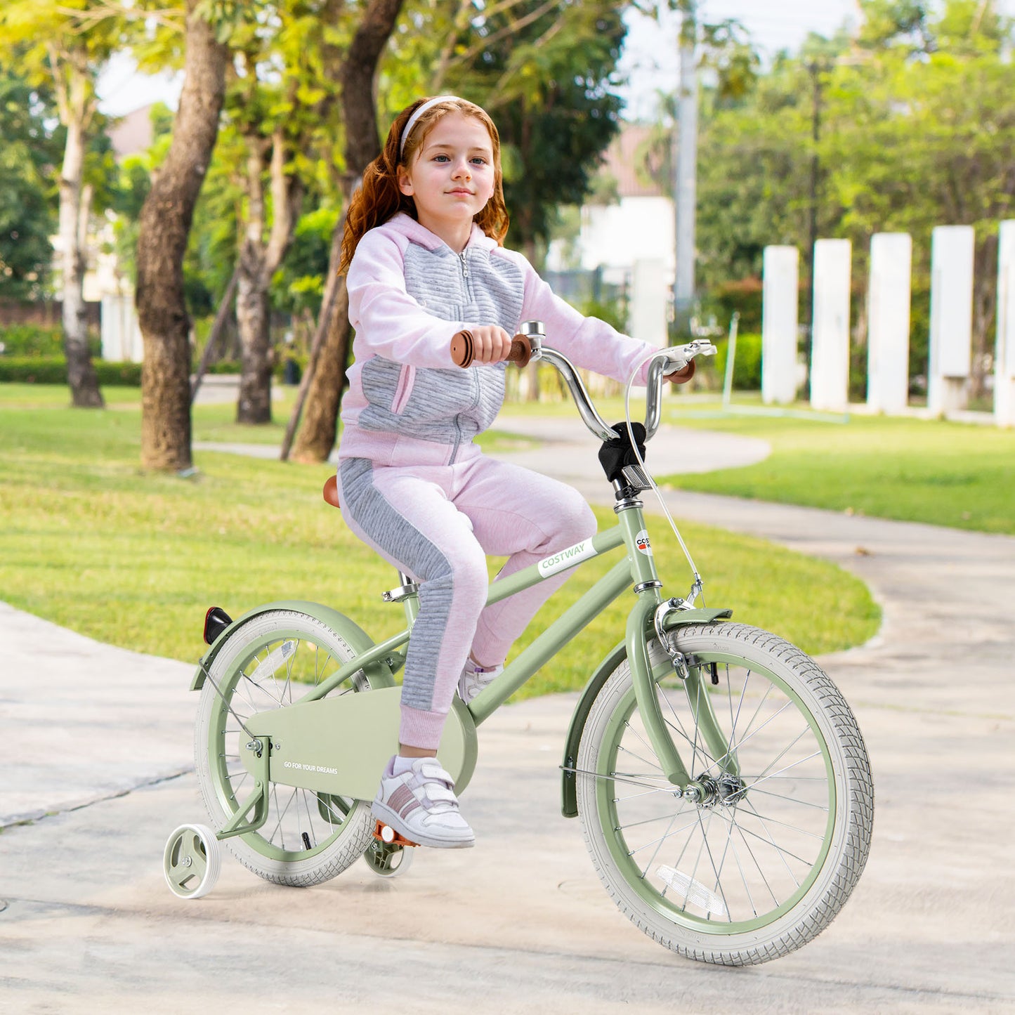 Kids Bike with Adjustable Handlebar and Saddle Green-18 Inches, Green Kids Bike at Gallery Canada
