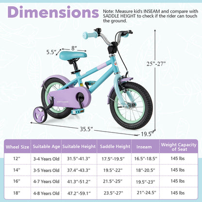 Kids Bike with Adjustable Handlebar and Saddle Purple-12 Inches, Purple Kids Bike at Gallery Canada