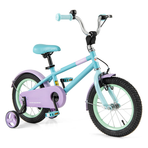 Kids Bike with Adjustable Handlebar and Saddle Purple-14 Inches, Purple