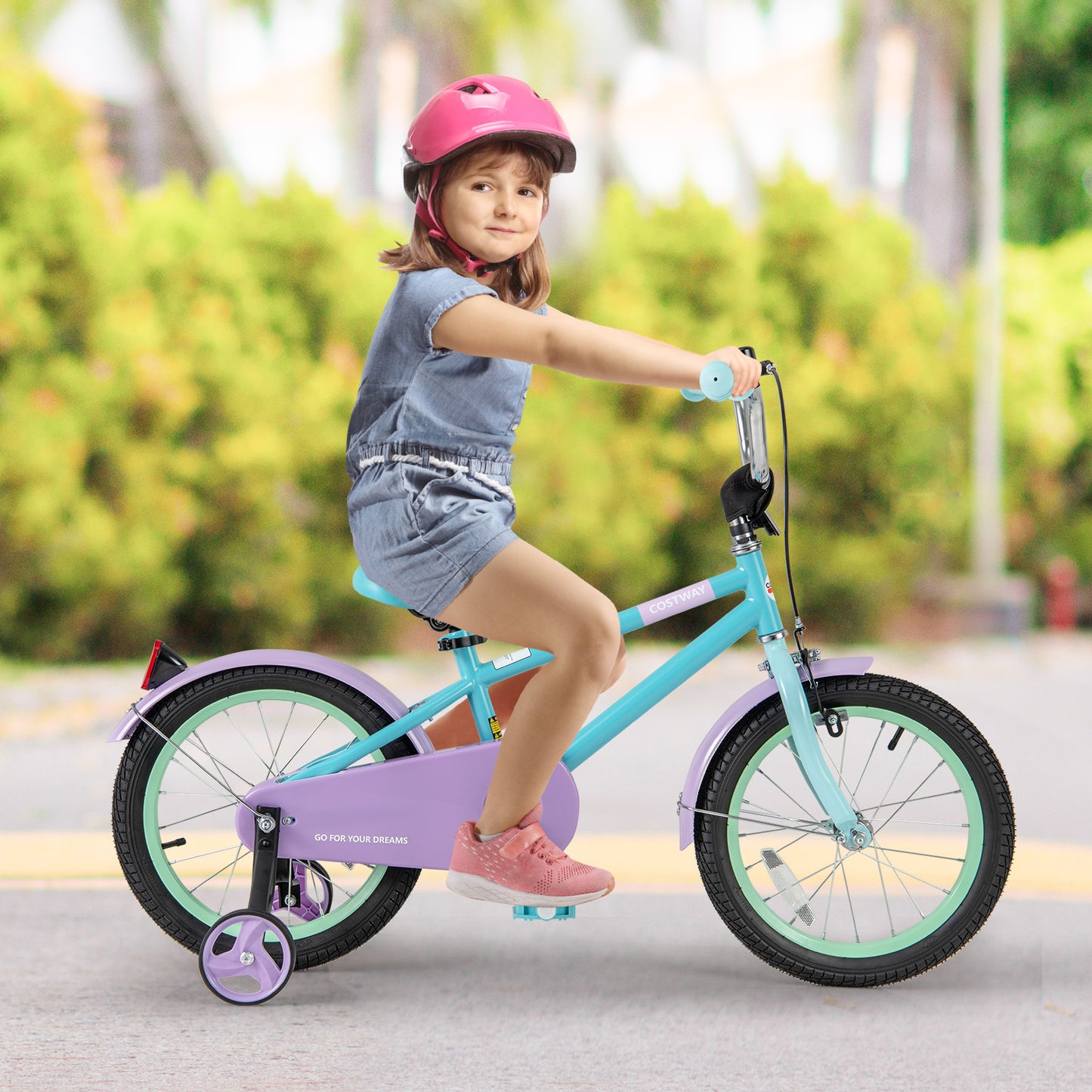 Kids Bike with Adjustable Handlebar and Saddle Purple-16 Inches, Purple Kids Bike at Gallery Canada
