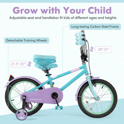 Kids Bike with Adjustable Handlebar and Saddle Purple-16 Inches, Purple Kids Bike at Gallery Canada