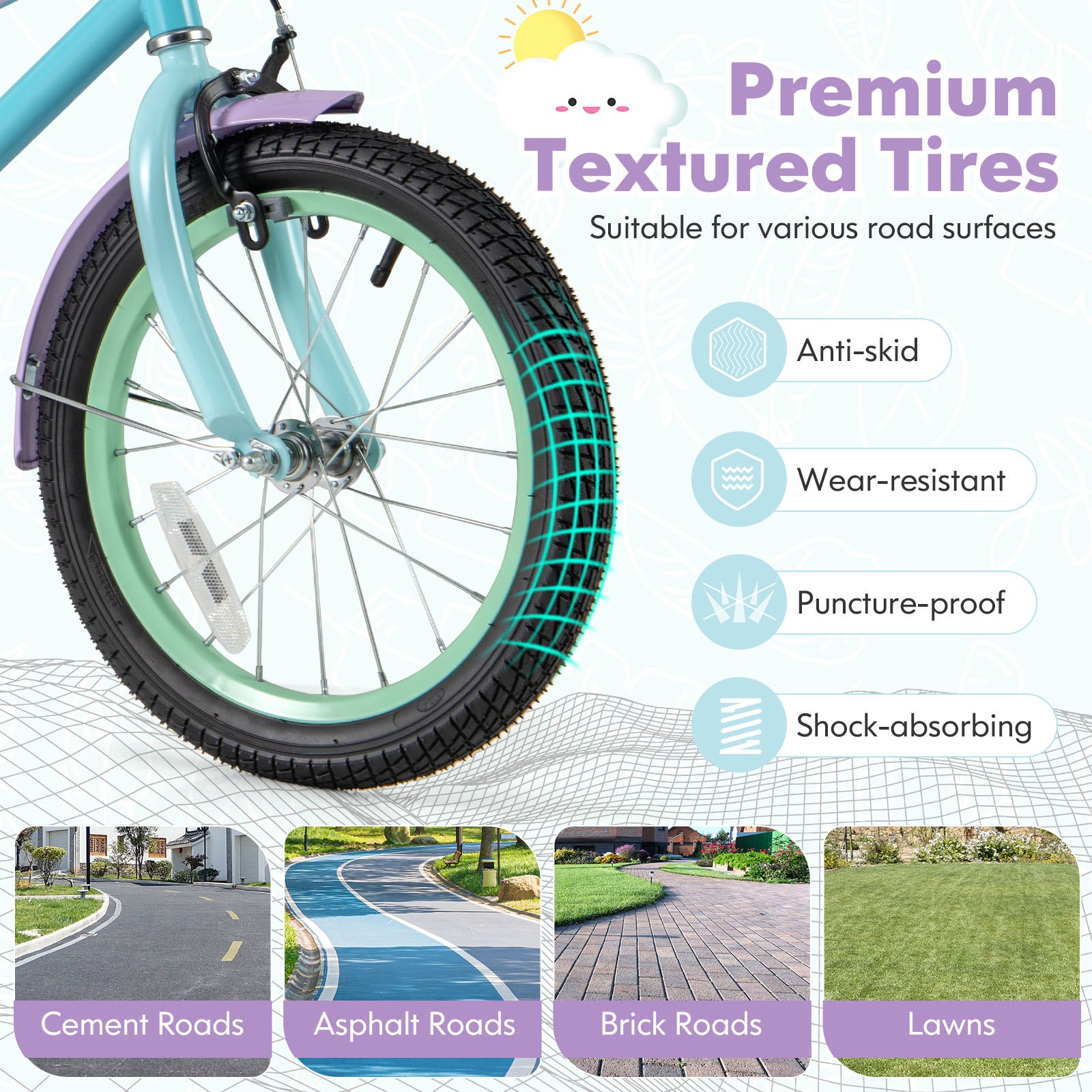 Kids Bike with Adjustable Handlebar and Saddle Purple-16 Inches, Purple Kids Bike at Gallery Canada