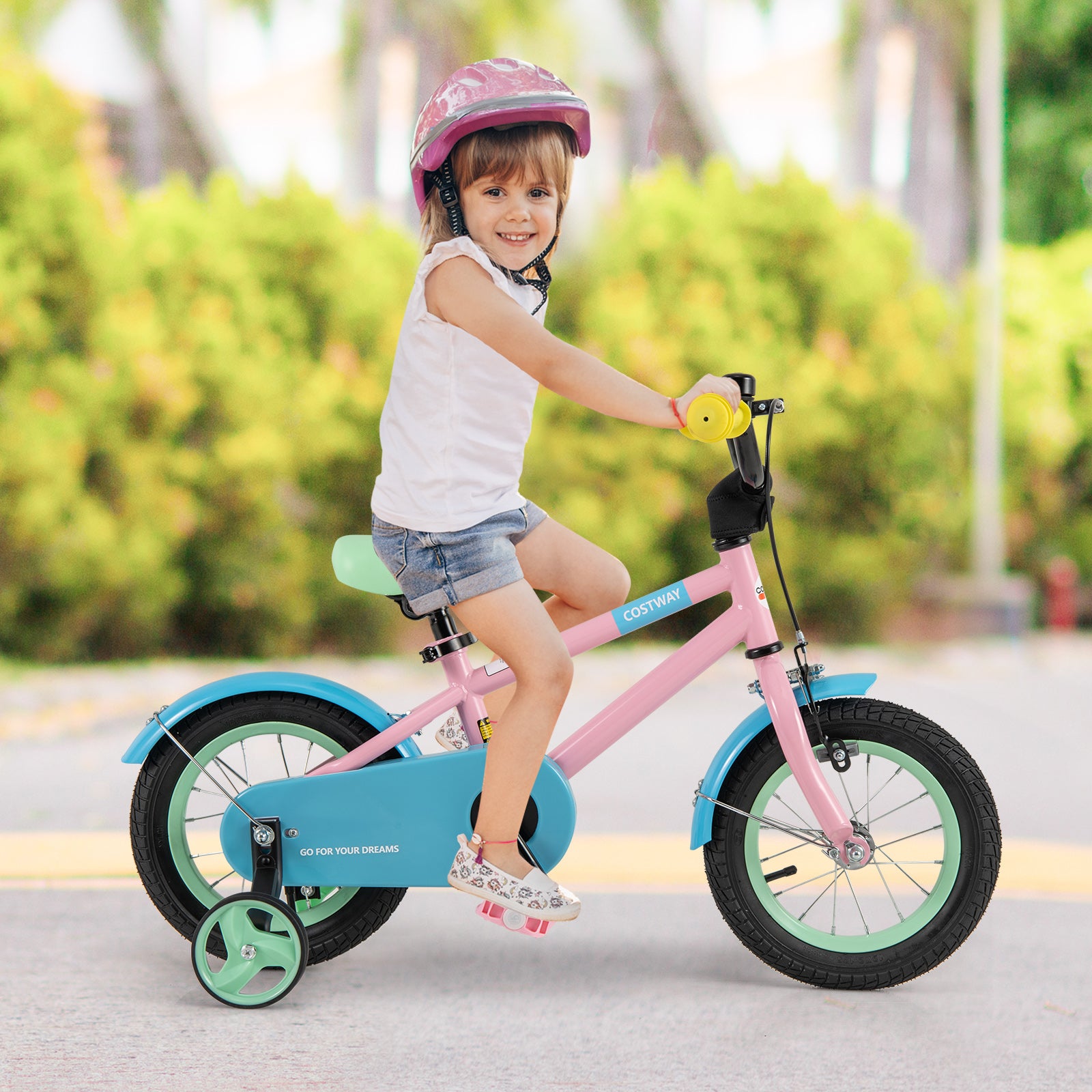 Kids Bike with Adjustable Handlebar and Saddle Pink-12 Inches, Pink Kids Bike at Gallery Canada