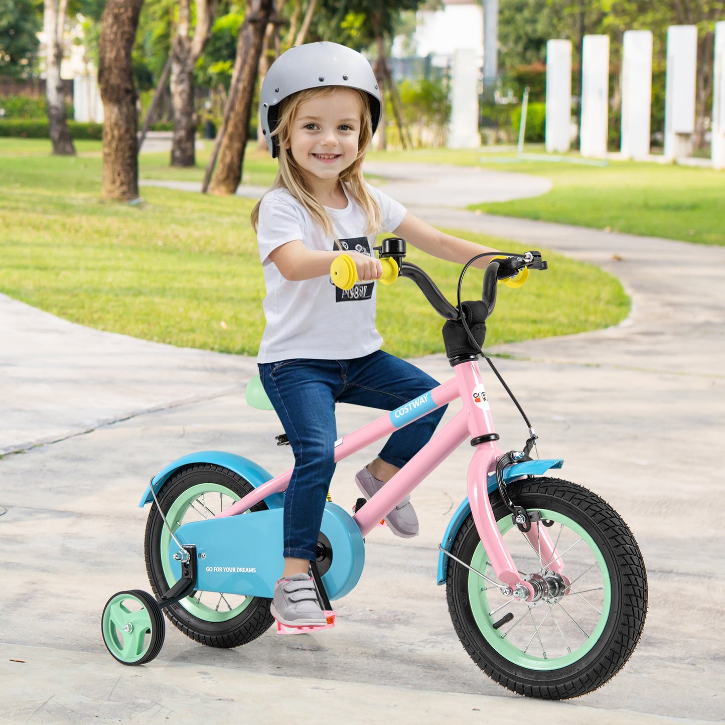 Kids Bike with Adjustable Handlebar and Saddle Pink-12 Inches, Pink Kids Bike at Gallery Canada