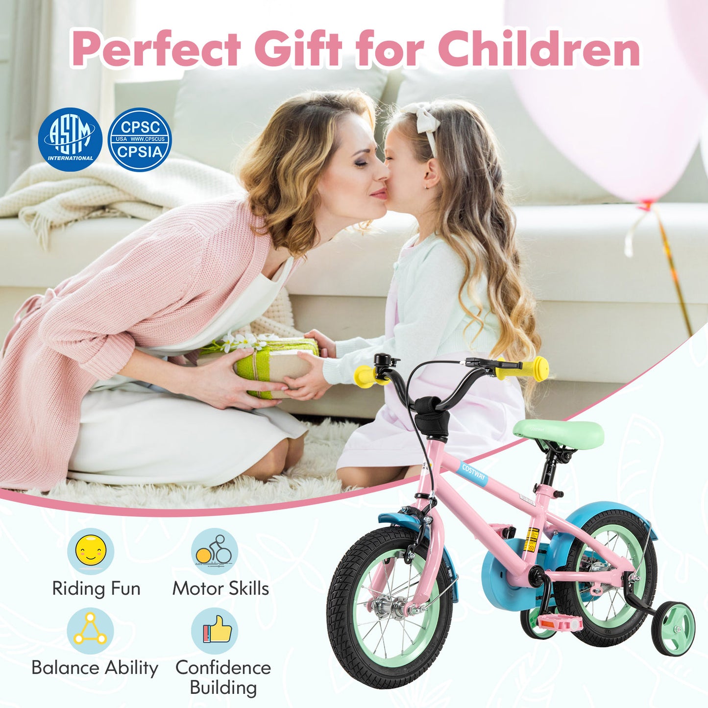 Kids Bike with Adjustable Handlebar and Saddle Pink-12 Inches, Pink Kids Bike at Gallery Canada