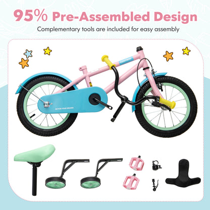 Kids Bike with Adjustable Handlebar and Saddle Pink-12 Inches, Pink Kids Bike at Gallery Canada