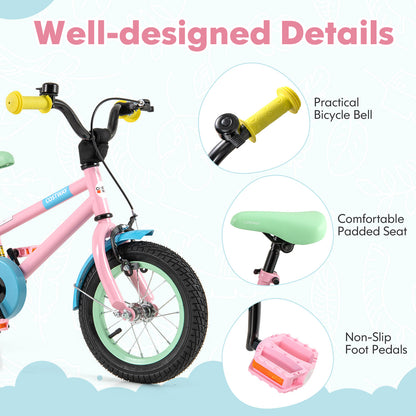 Kids Bike with Adjustable Handlebar and Saddle Pink-12 Inches, Pink Kids Bike at Gallery Canada
