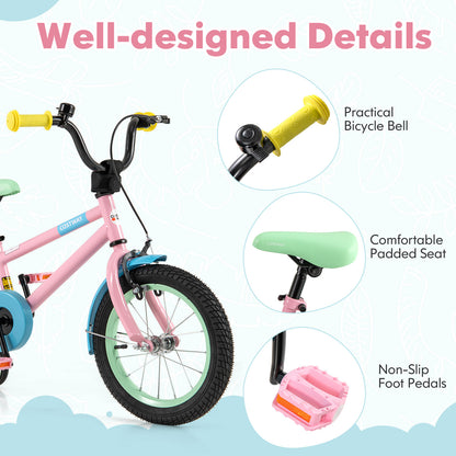 Kid's Bike with Adjustable Handlebar and Saddle Pink-14 Inches, Pink Kids Bike at Gallery Canada