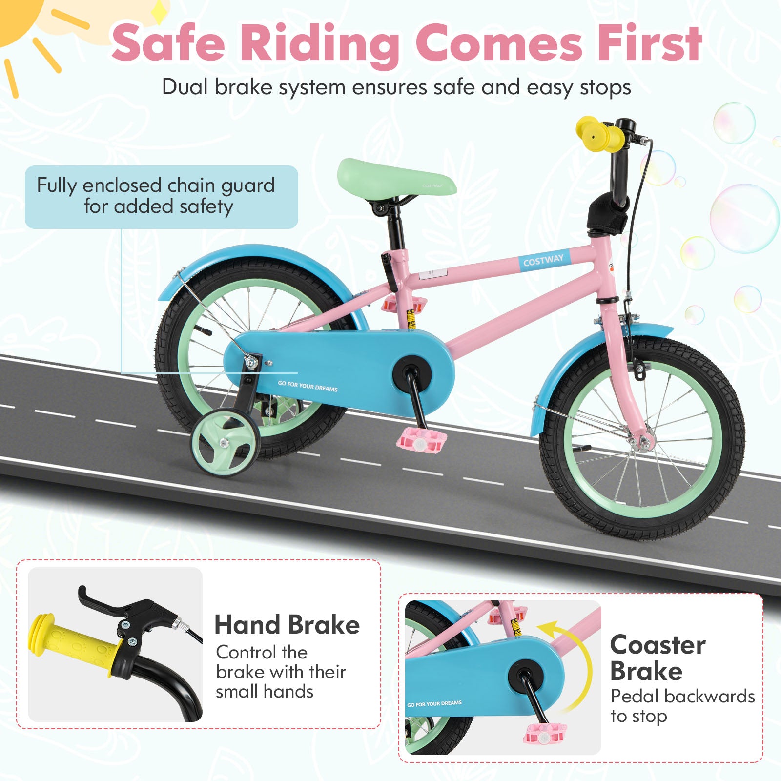 Kid's Bike with Adjustable Handlebar and Saddle Pink-14 Inches, Pink Kids Bike at Gallery Canada