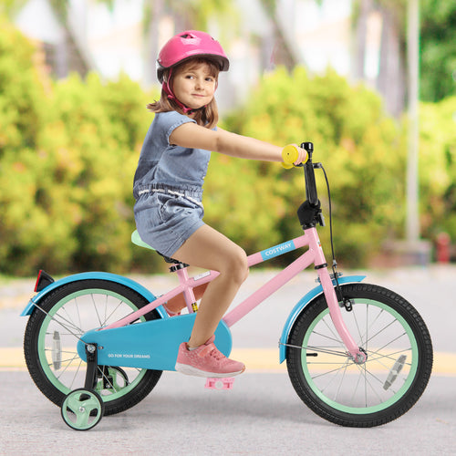 Kids Bike with Adjustable Handlebar and Saddle Pink-16 Inches, Pink