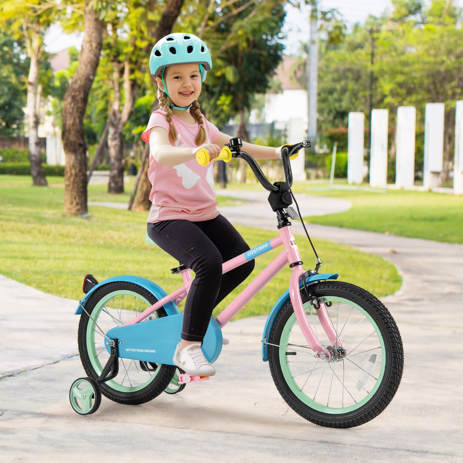 Kids Bike with Adjustable Handlebar and Saddle Pink-16 Inches, Pink Kids Bike at Gallery Canada