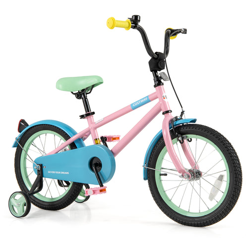 Kids Bike with Adjustable Handlebar and Saddle Pink-16 Inches, Pink