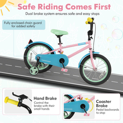 Kids Bike with Adjustable Handlebar and Saddle Pink-16 Inches, Pink Kids Bike at Gallery Canada