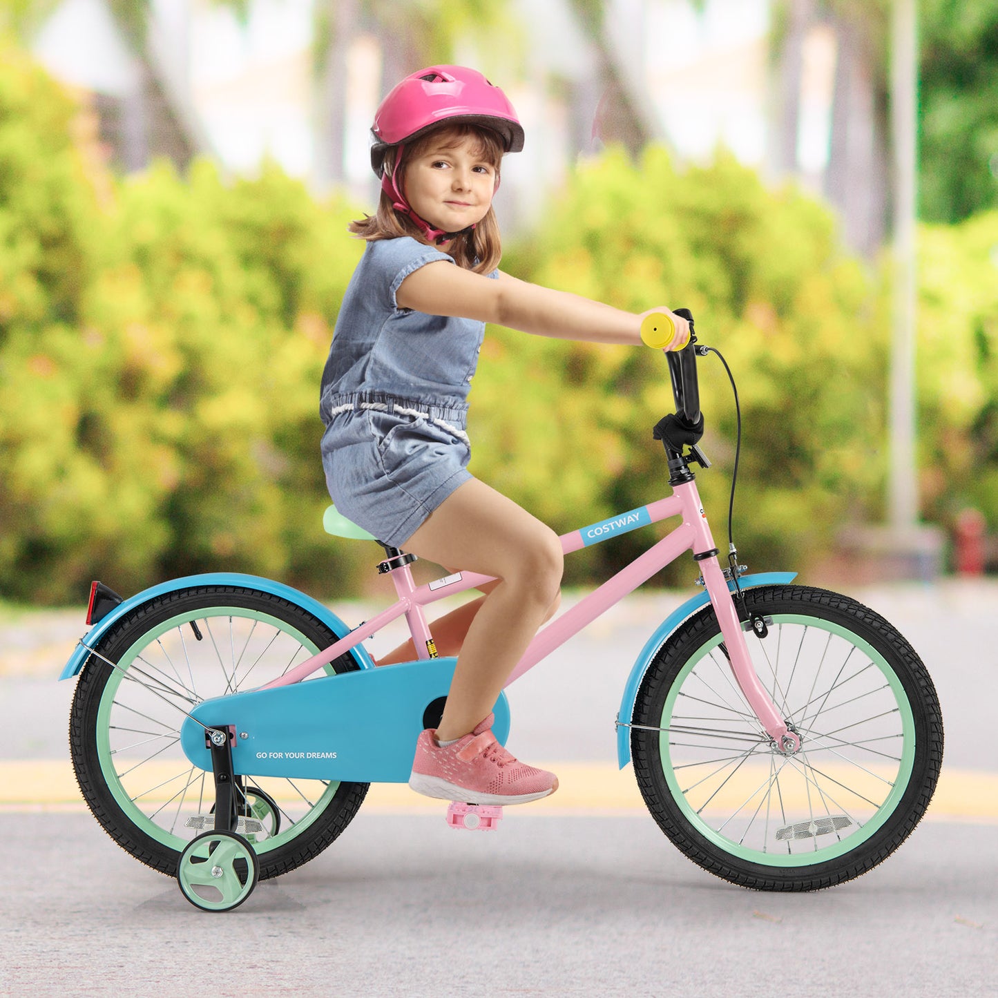Kids Bike with Adjustable Handlebar and Saddle Pink-18 Inches, Pink Kids Bike at Gallery Canada