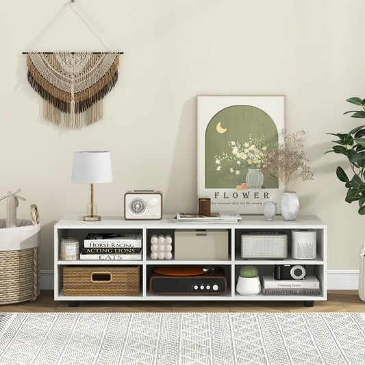 TV Stand For 55 Inch TV, 6 Storage Compartments, White Entertainment Centers & TV Stands White at Gallery Canada