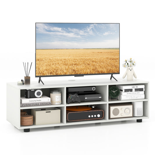 TV Stand For 55 Inch TV, 6 Storage Compartments, White Entertainment Centers & TV Stands White at Gallery Canada