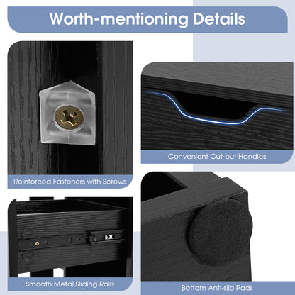 3-Cube Bookcase 2-tier Wooden Storage Shelf with Pull-out Drawer, Black Bookcases at Gallery Canada