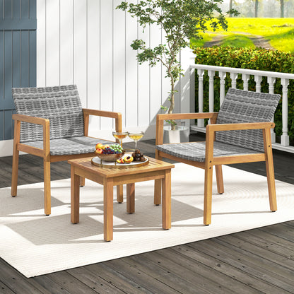 3 Pieces Patio Furniture Set with Chair, Natural Patio Conversation Sets at Gallery Canada