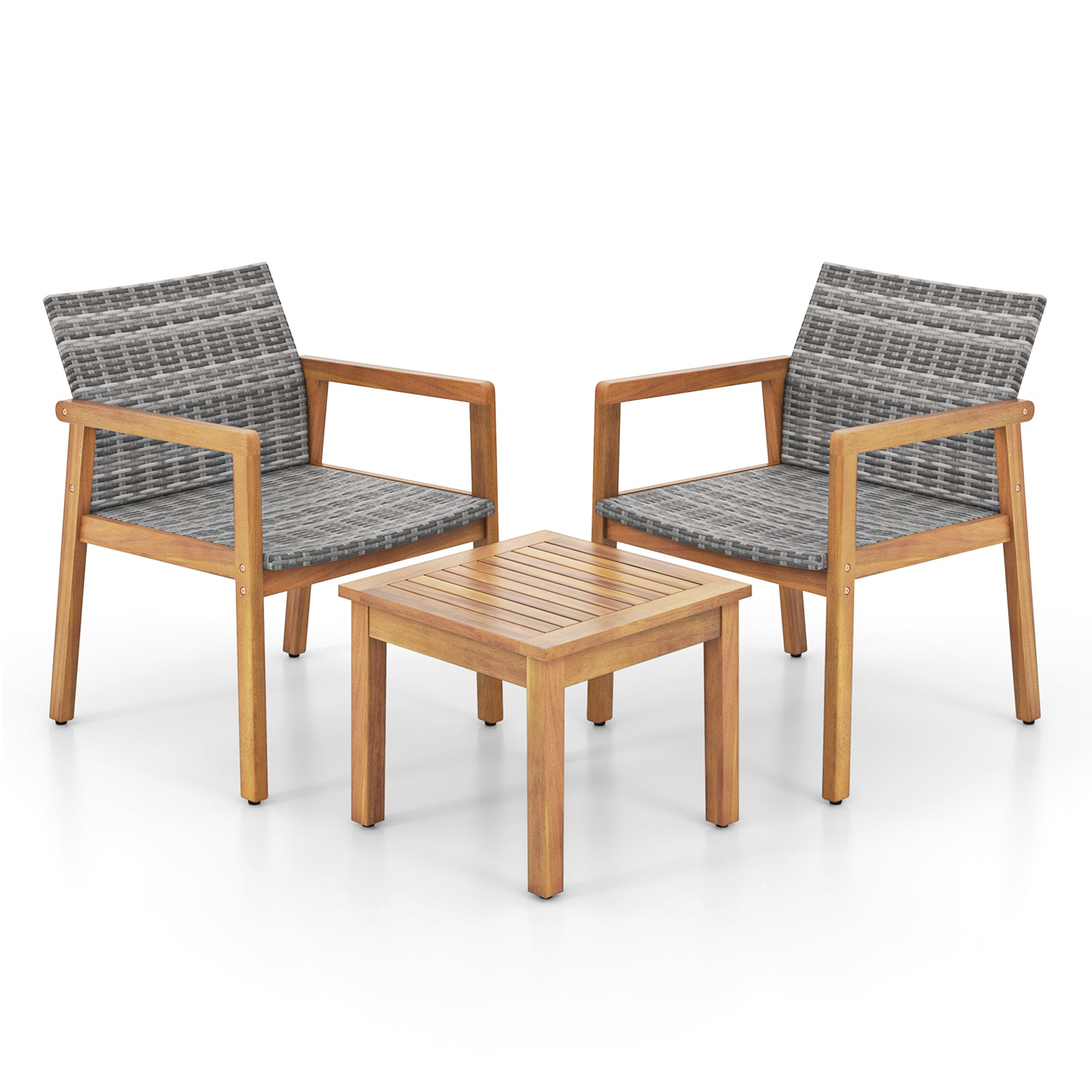 3 Pieces Patio Furniture Set with Chair, Natural Patio Conversation Sets Natural at Gallery Canada
