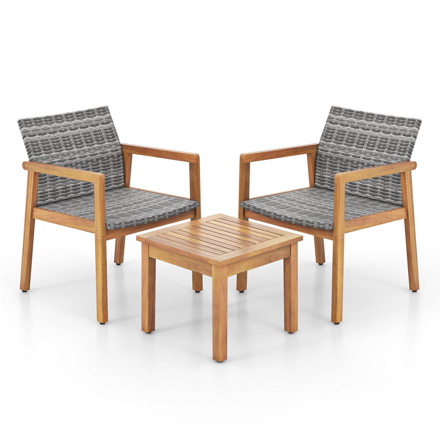 3 Pieces Patio Furniture Set with Chair, Natural Patio Conversation Sets Natural at Gallery Canada