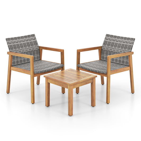 3 Pieces Patio Furniture Set with Chair, Natural Patio Conversation Sets Natural at Gallery Canada