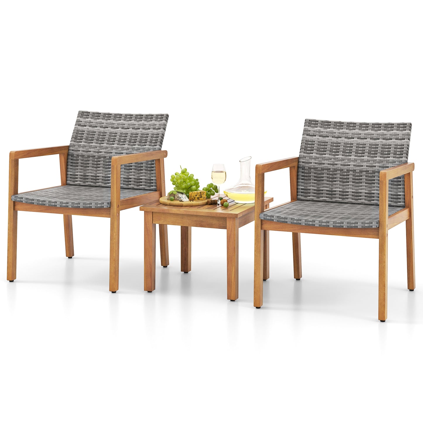 3 Pieces Patio Furniture Set with Chair, Natural Patio Conversation Sets at Gallery Canada