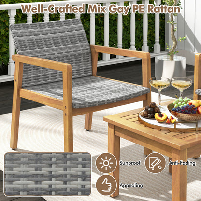 3 Pieces Patio Furniture Set with Chair, Natural Patio Conversation Sets at Gallery Canada