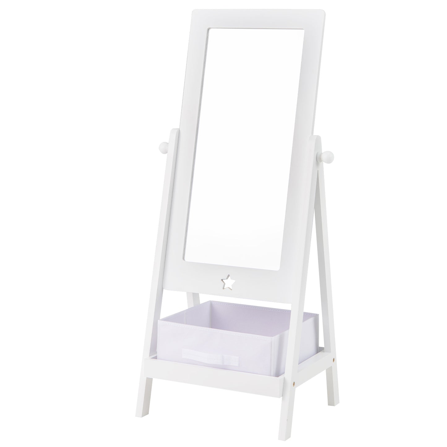 Kids Full Length Mirror 360 Degree Rotatable Dressing Mirror with Storage Bin, White Kids Vanities at Gallery Canada