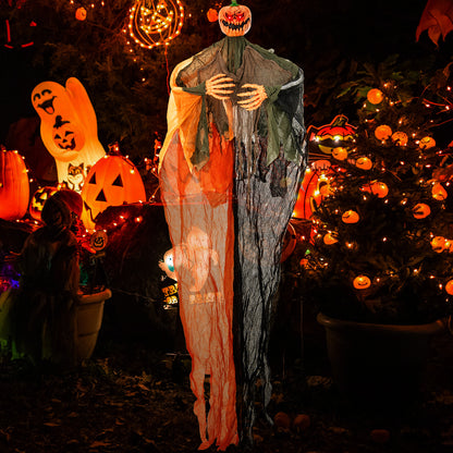 6 Feet Hanging Pumpkin Ghost with Red Glowing Eyes and Bendable Arms Halloween at Gallery Canada