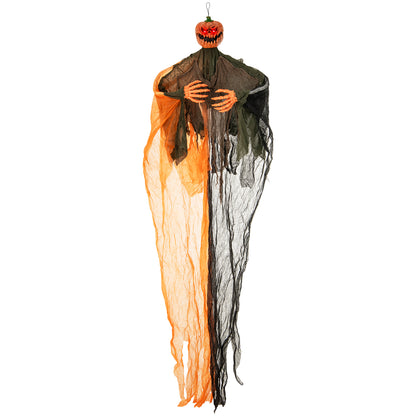 6 Feet Hanging Pumpkin Ghost with Red Glowing Eyes and Bendable Arms Halloween Black, Orange at Gallery Canada