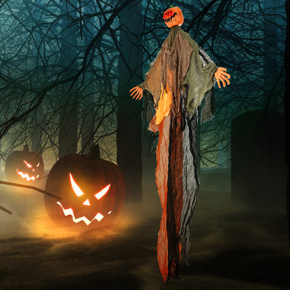 6 Feet Hanging Pumpkin Ghost with Red Glowing Eyes and Bendable Arms Halloween at Gallery Canada