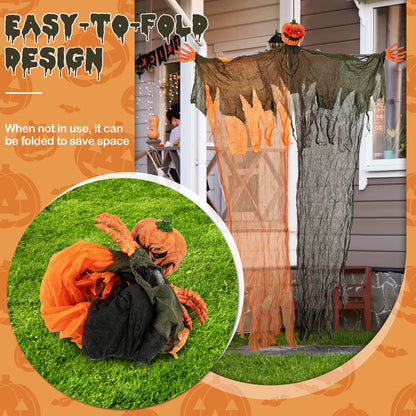 6 Feet Hanging Pumpkin Ghost with Red Glowing Eyes and Bendable Arms Halloween at Gallery Canada