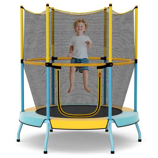48 Inch Toddler Trampoline, Safety Enclosure Net, Yellow
