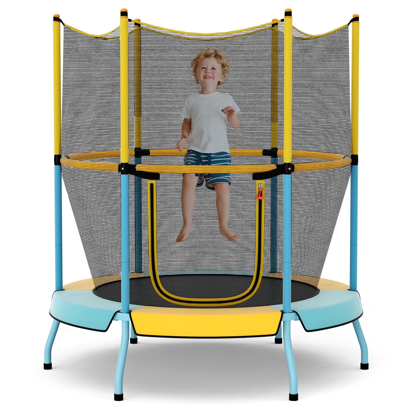48 Inch Toddler Trampoline with Safety Enclosure Net, Yellow Trampolines Yellow at Gallery Canada