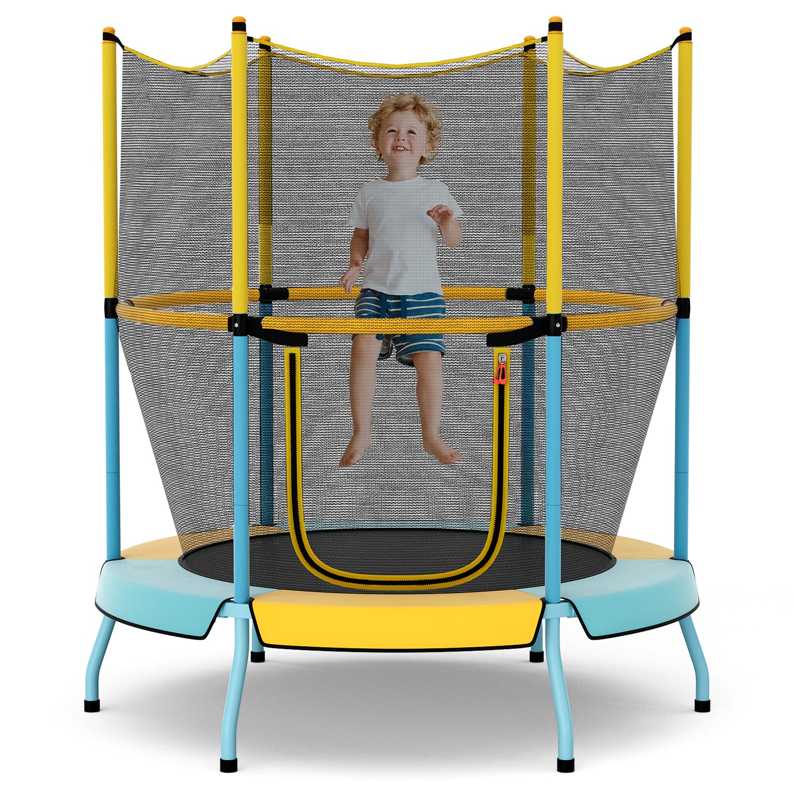 48 Inch Toddler Trampoline with Safety Enclosure Net, Yellow Trampolines Yellow at Gallery Canada