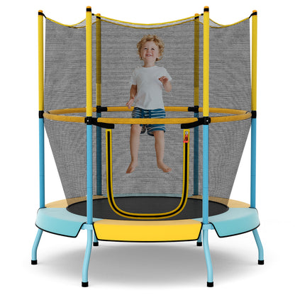 48 Inch Toddler Trampoline with Safety Enclosure Net, Yellow Trampolines Yellow at Gallery Canada