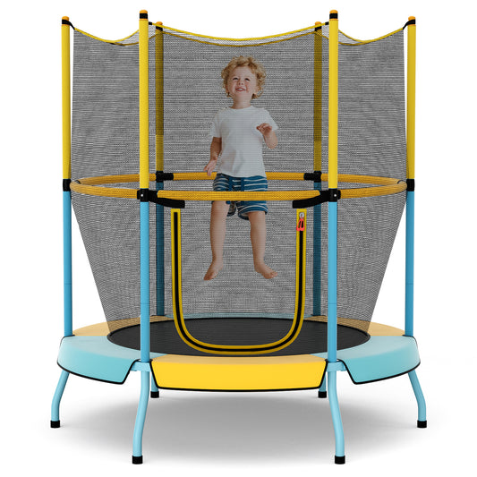 48 Inch Toddler Trampoline with Safety Enclosure Net, Yellow Trampolines Yellow at Gallery Canada
