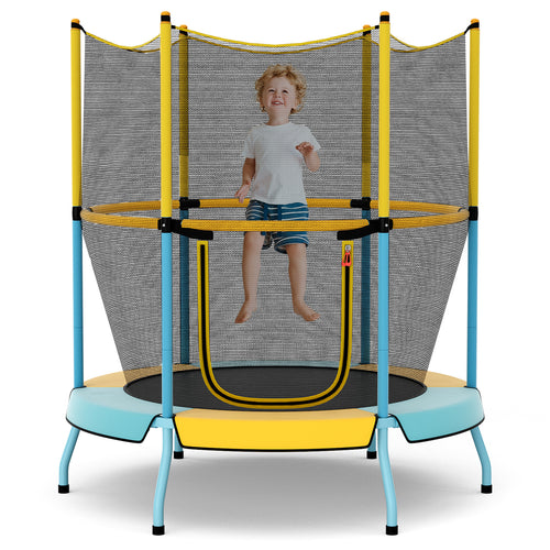 48 Inch Toddler Trampoline with Safety Enclosure Net, Yellow