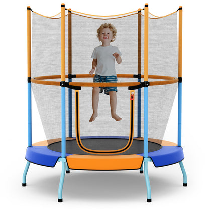 48 Inch Toddler Trampoline with Safety Enclosure Net, Orange Trampolines Orange at Gallery Canada