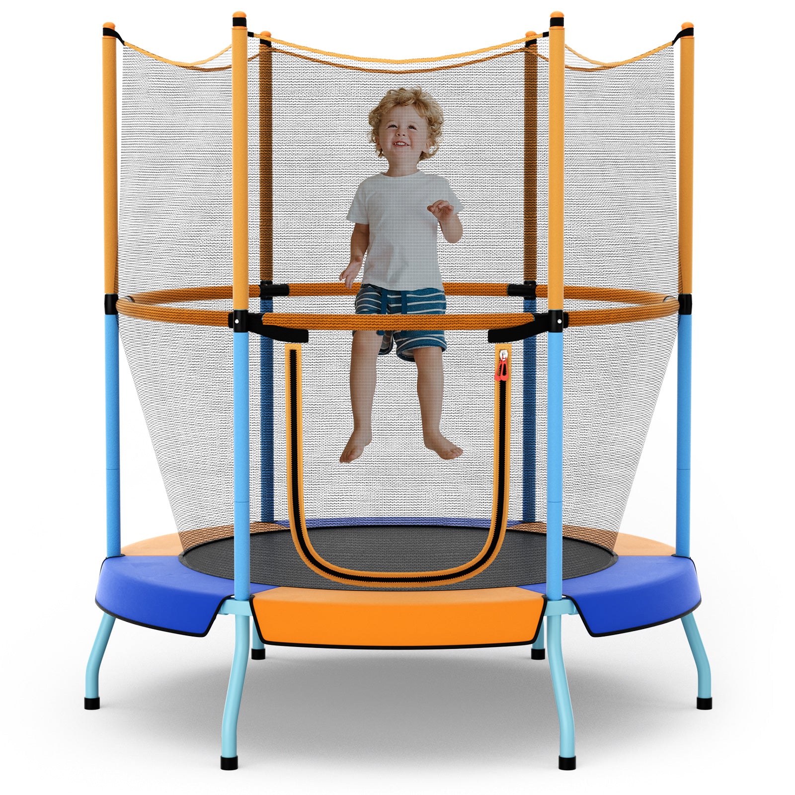 48 Inch Toddler Trampoline with Safety Enclosure Net, Orange Trampolines at Gallery Canada