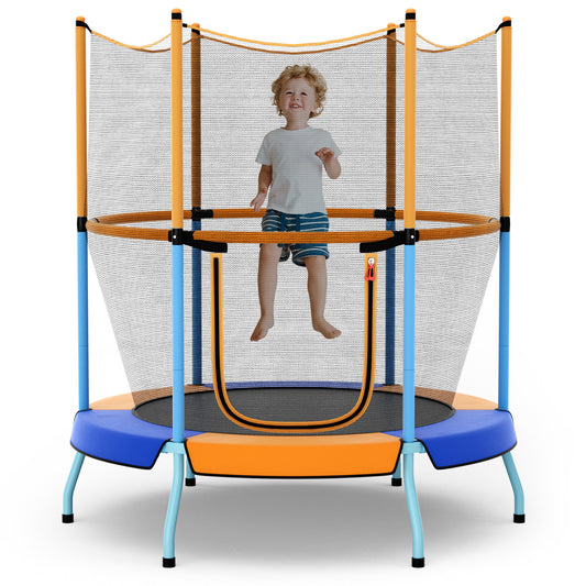 48 Inch Toddler Trampoline, Safety Enclosure Net, Orange