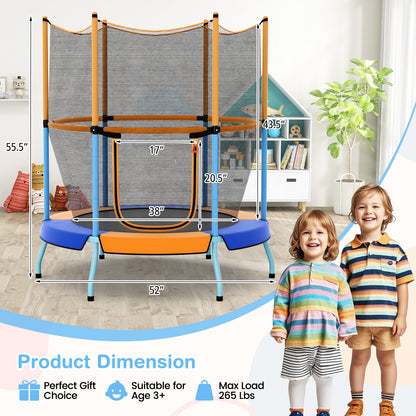 48 Inch Toddler Trampoline with Safety Enclosure Net, Orange Trampolines at Gallery Canada