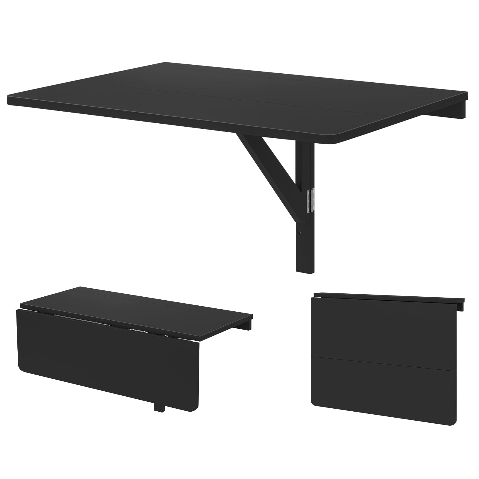 Folding Wall-Mounted Drop-Leaf Table, Black Laptop Tables & Printer Stands Black at Gallery Canada