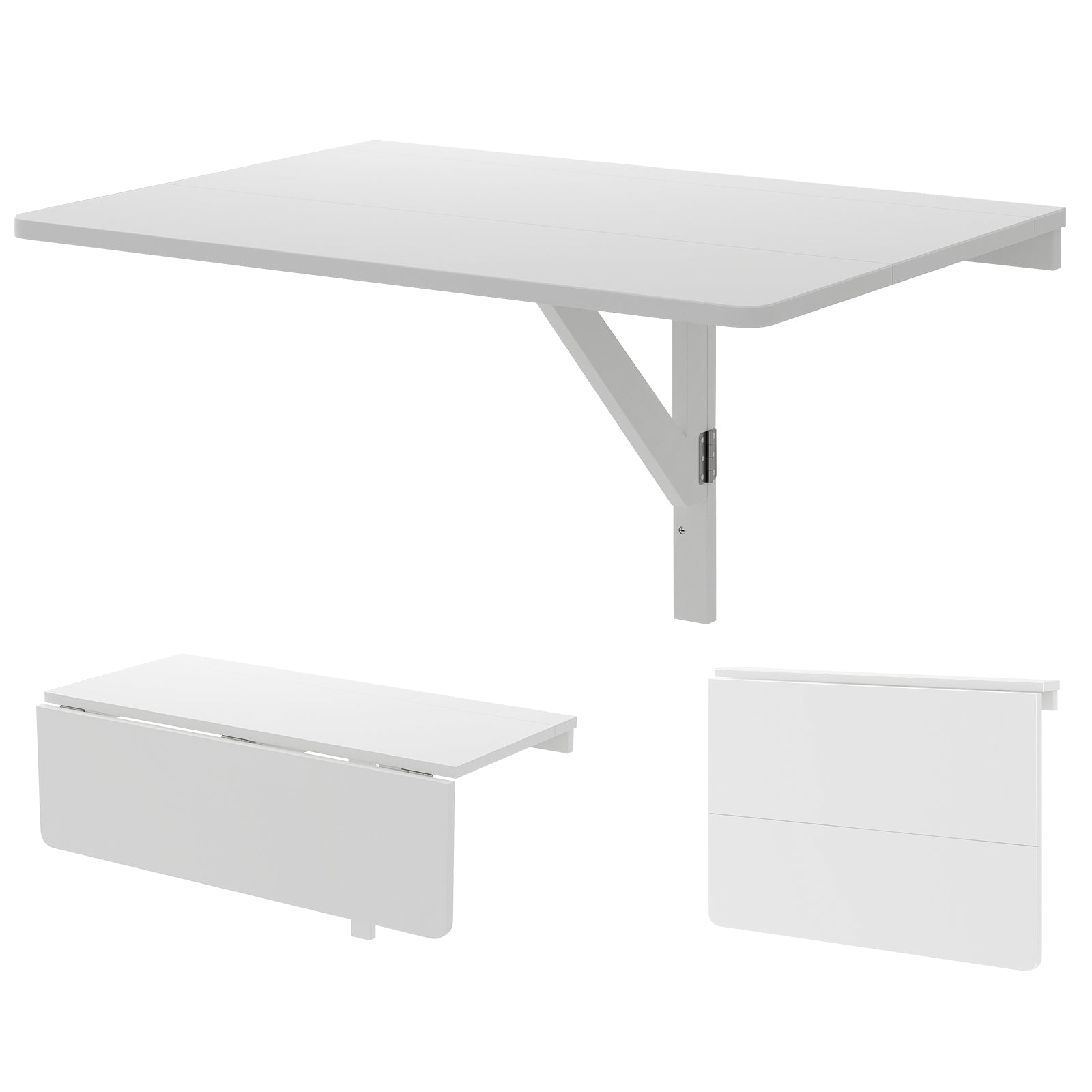 Wall Mounted Drop Leaf Table, Folding Kitchen Dining Desk, White Laptop Tables & Printer Stands White at Gallery Canada