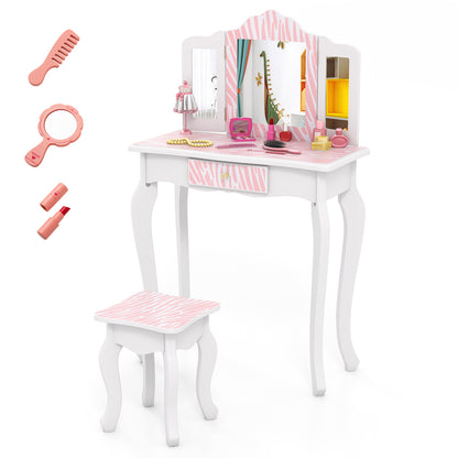 Kids Vanity Set with Drawer and 3 Makeup Accessories, Pink Kids Vanities at Gallery Canada
