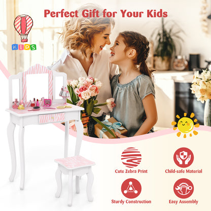 Kids Vanity Set with Drawer and 3 Makeup Accessories, Pink Kids Vanities at Gallery Canada