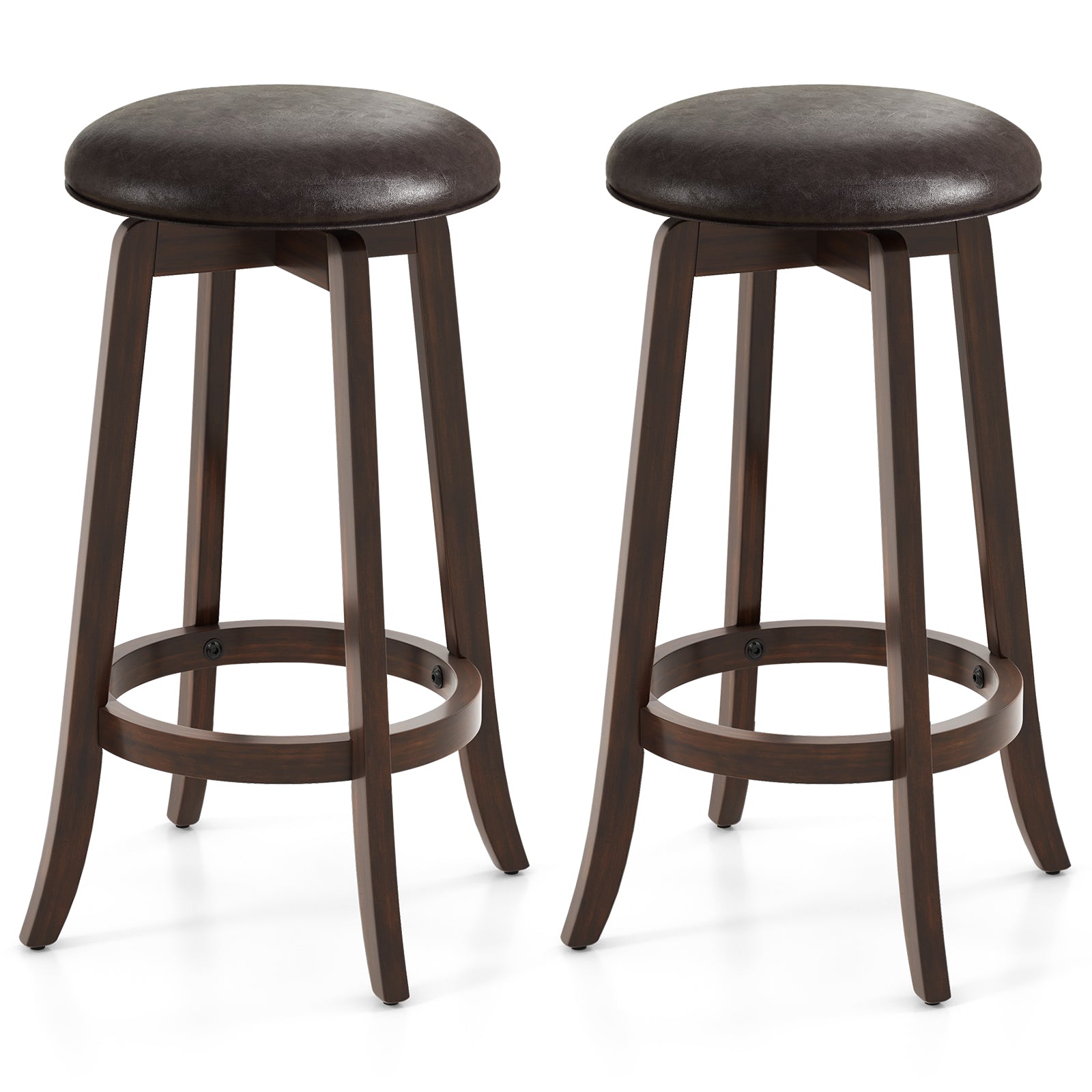 Set of 2 24/29 Inch Upholstered PU Leather Bar Stool with 360° Swivel Round Seat-29 inches Bar Stools at Gallery Canada