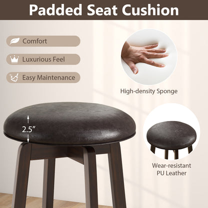 Set of 2 24/29 Inch Upholstered PU Leather Bar Stool with 360° Swivel Round Seat-29 inches Bar Stools at Gallery Canada