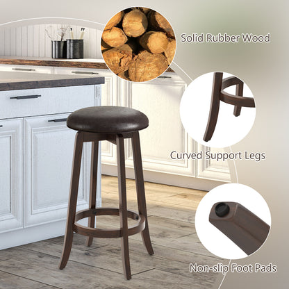 Set of 2 24/29 Inch Upholstered PU Leather Bar Stool with 360° Swivel Round Seat-29 inches Bar Stools at Gallery Canada
